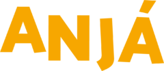 Logo alternativo de Anjá, horizontal, cada letra de color naranja